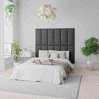 Aspire Easymount Wall Mounted Upholstered Panels Modular Diy Headboard In Saxon Twill Fabric Charcoal pack Of 8 , Grey
