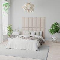 Aspire Easymount Wall Mounted Upholstered Panels Modular Diy Headboard In Saxon Twill Fabric Natural pack Of 2 , Brown