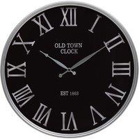 Interiors by PH Premier Housewares Round Black And Silver Wall Clock