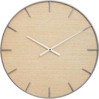 Interiors by PH Premier Housewares Silver Frame And Wooden Dial Wall Clock, Silver