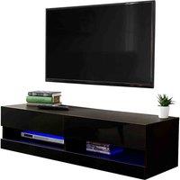 GFW Galicia 120Cm Wall TV Unit With Led - Black, Black