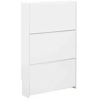 GFW Narrow High Gloss 3 Tier Shoe Cabinet - White