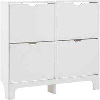 GFW Narrow 4 Drawer Shoe Cabinet - White, Grey