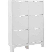 GFW Narrow 6 Drawer Shoe Cabinet - White, White