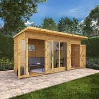 Mercia 14 x 6ft Maine Pent Summerhouse With Side Shed, Brown