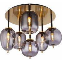 Globo Smoky 6 Light Semi-flush Gold Ceiling Light With Smoked Shades