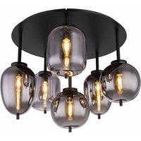 Globo Smoky 6 Light Semi-flush Black Ceiling Light With Smoked Shades