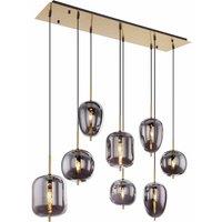 Globo Smoky 8 Light Gold Pendant With Smoked Shades, Gold