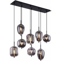 Globo Smoky 8 Light Black Pendant With Smoked Shades, Black