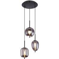 Globo Smoky 3 Light Black Pendant, Black