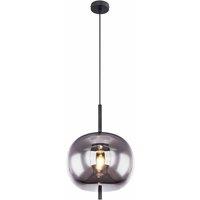 Globo Smoky Large Round Single Black Pendant, Black