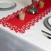 Home Snowflake Felt Table Runner Red, Red