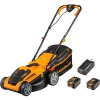 LawnMaster MX 24V 34cm Cordless Lawnmower with 2 battery packs, Orange