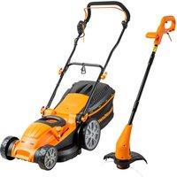 LawnMaster 1800W 40cm Electric Lawnmower and 25cm Grass Trimmer Set, Orange