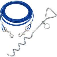 Bunty Small 6ft Pet Tie Out Cable With Metal Stake Blue, Blue