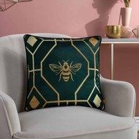 Furn. Bee Deco Polyester Filled Cushion Emerald, Green