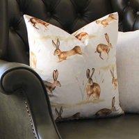 Evans Lichfield Country Running Hares Polyester Filled Cushion Taupe, Cream