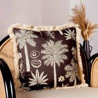 Paoletti Colonial Palm Polyester Filled Cushion Espresso, Brown