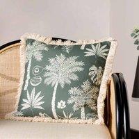 Paoletti Colonial Palm Polyester Filled Cushion Forest, Green