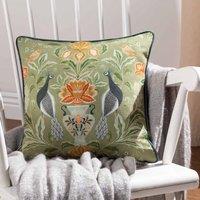 Evans Lichfield Chatsworth Peacock Polyester Filled Cushion Sage, Green