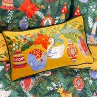 Furn. Deck The Halls Baubles Polyester Filled Cushion Pine Green, Green