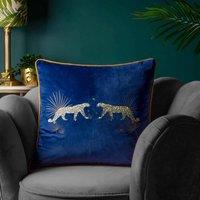 Wylder Tropics Dusk Leopard Polyester Filled Cushion Navy, Blue