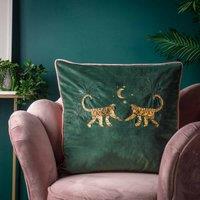Wylder Tropics Dusk Monkey Polyester Filled Cushion Emerald, Green
