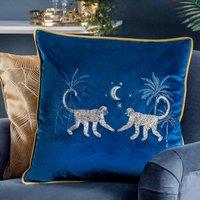 Wylder Tropics Dusk Monkey Polyester Filled Cushion Navy, Blue
