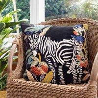 Wylder Exotic Zebra Polyester Filled Cushion Midnight, Blue