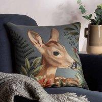 Evans Lichfield Forest Fawn Profile Polyester Filled Cushion Grey, Grey