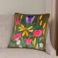 Wylder Nature House Of Bloom Celandine Polyester Filled Cushion Olive, Green