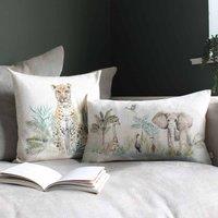 Evans Lichfield Kenya Scene Polyester Filled Cushion Multicolour, Cream