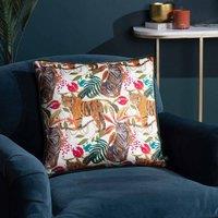 Wylder Tropics Kali Jungle Tigers Polyester Filled Cushion Ivory, Cream