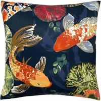 Paoletti Koi Pond Polyester Filled Cushion Midnight, Blue