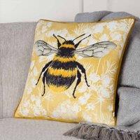 Wylder Nature Manor Bee Polyester Filled Cushion Natural, Yellow