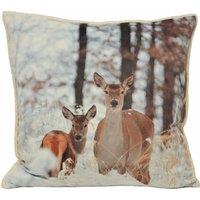 Paoletti Mother And Fawn Polyester Filled Cushion Cream, Cream