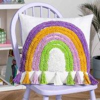 Heya Home Rainbow Tassels Polyester Filled Cushion Multicolour, Multi