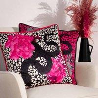 Furn. Serpentine Polyester Filled Cushion Black Ruby, Black