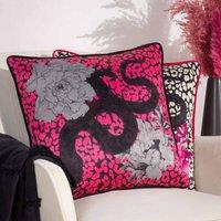 Furn. Serpentine Polyester Filled Cushion Pink Charcoal, Pink