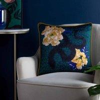 Furn. Serpentine Polyester Filled Cushion Royal Blue Teal, Blue