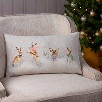 Evans Lichfield Snowy Hares Polyester Filled Cushion Multicolour, Multi