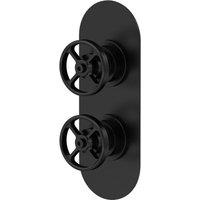 Hudson Reed Twin Valve With Diverter - Matt Black