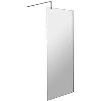 Nuie 800mm Wetroom Screen & Support Bar - Chrome