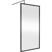 Nuie Full Outer Frame Wetroom Screen 1850x1000x8mm - Matt Black
