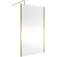 Nuie 1200mm Outer Framed Wetroom Screen With Support Bar - Brushed Brass