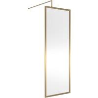 Nuie Full Outer Frame Wetroom Screen 1850x700x8mm - Brushed Brass
