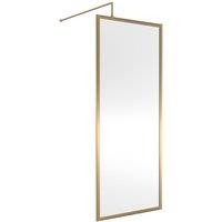 Nuie Full Outer Frame Wetroom Screen 1850x800x8mm - Brushed Brass