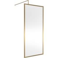Nuie Full Outer Frame Wetroom Screen 1850x900x8mm - Brushed Brass