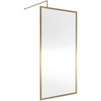 Nuie Full Outer Frame Wetroom Screen 1850x1000x8mm - Brushed Brass