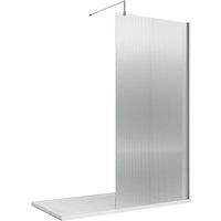 Nuie 800x1850 Fluted Wetroom Screen With Bar - Polished Chrome